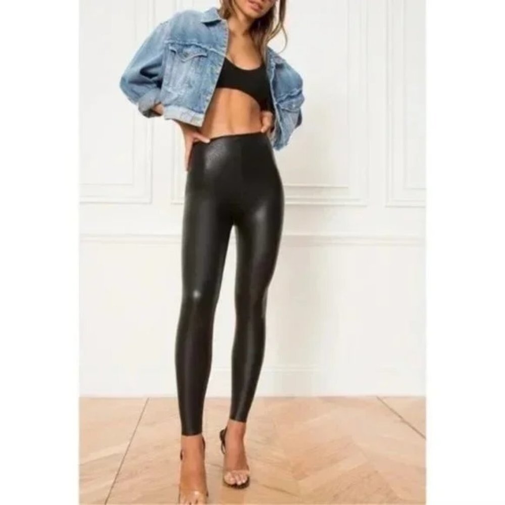 Commando Perfect Control Faux Leather Leggings High Rise Black Small